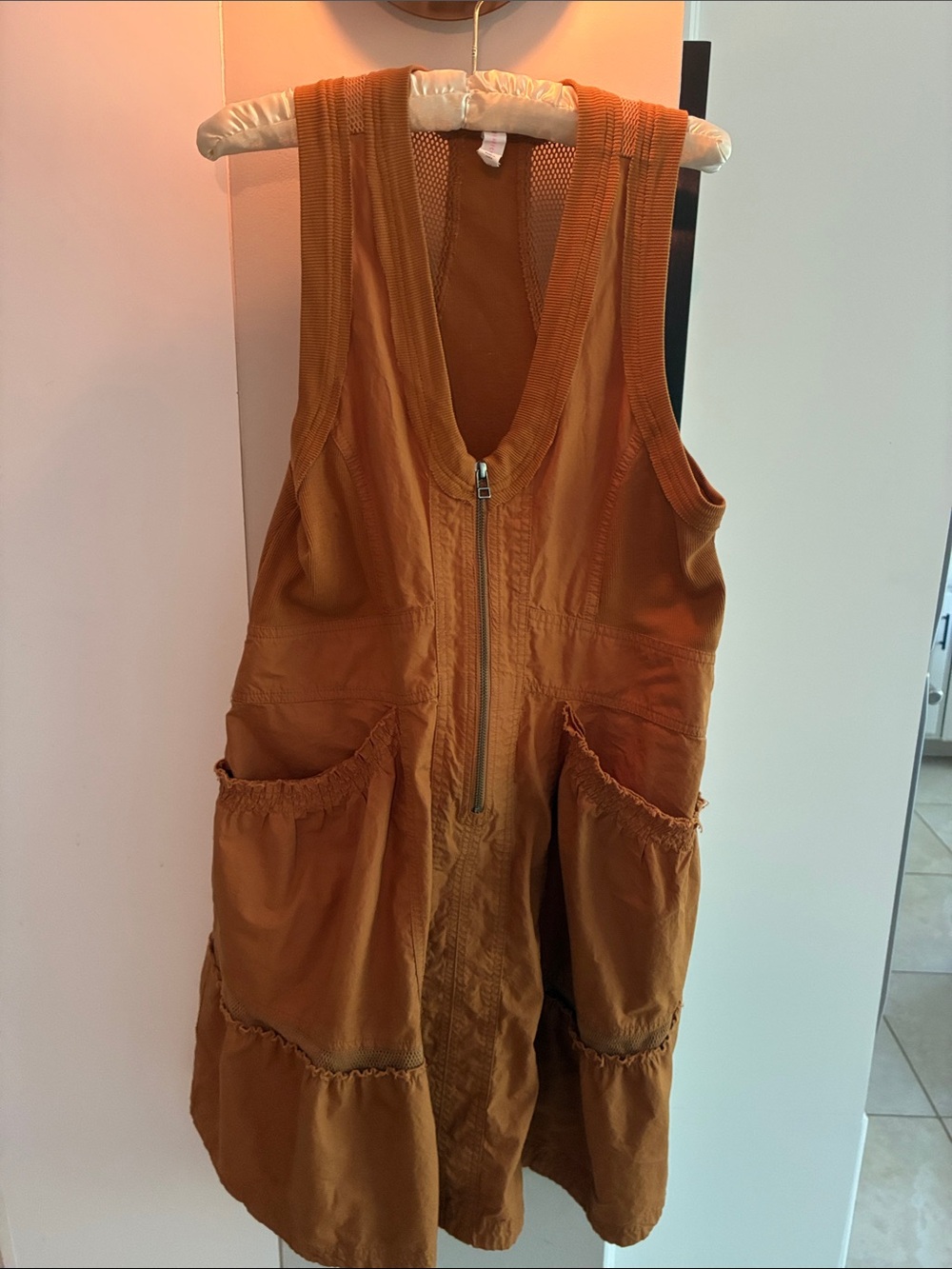 Anthropologie Sleeveless Zip-Front dress in Rust